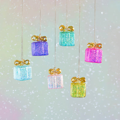Sparkly Gift Box Ornament - Assorted Colors