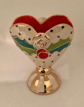 Load image into Gallery viewer, Baby Heart Vase - Holly with Striped Base