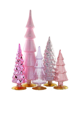 Rose Hue Glass Trees - 5 Asstd.