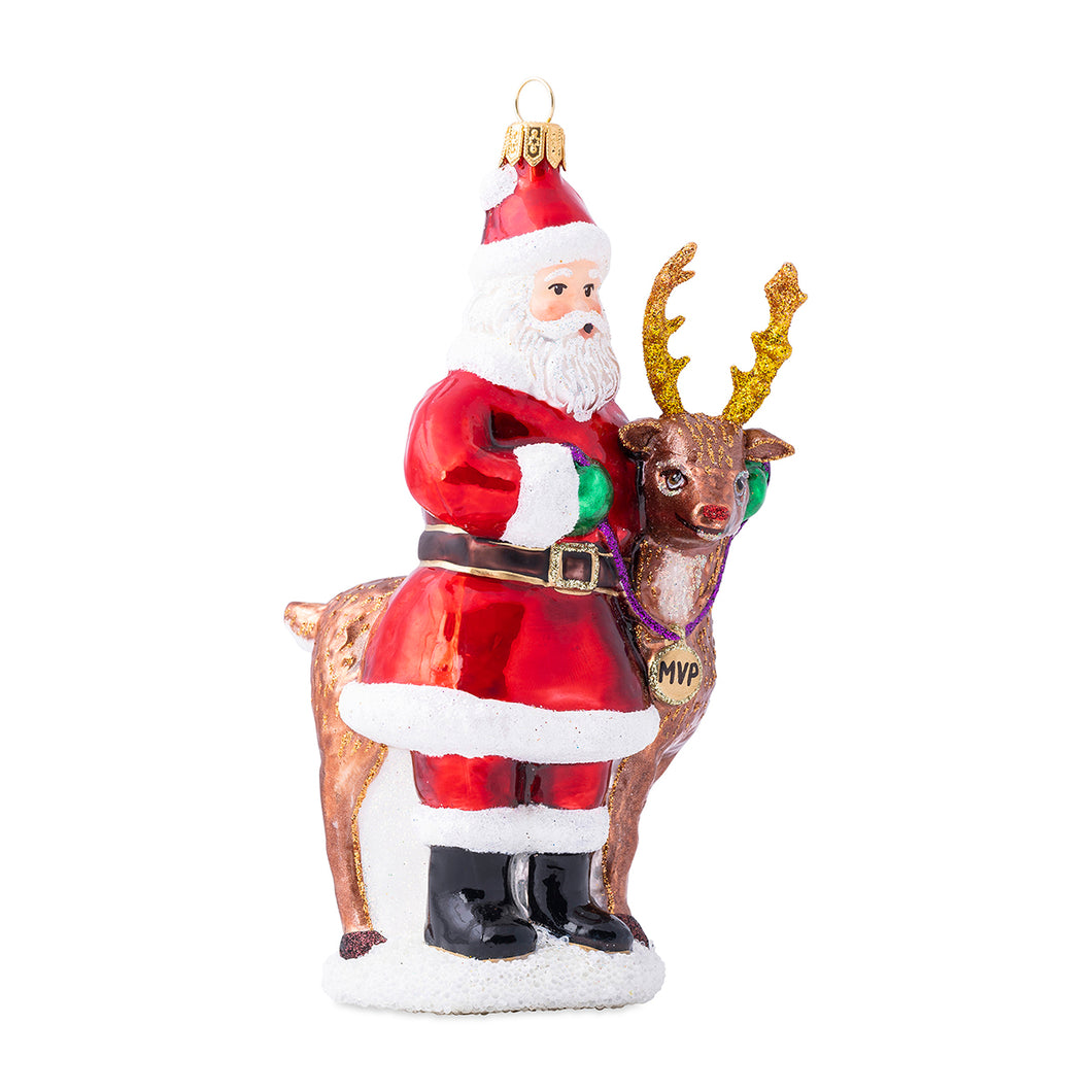 Country Estates Santa & Rudolph MVP Glass Ornament