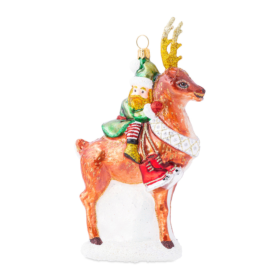 Country Estates Dancer Reindeer Glass Ornament