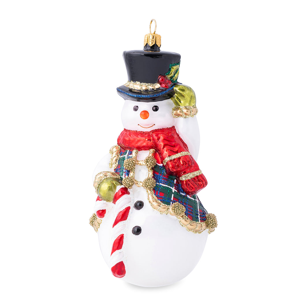 Berry & Thread Snowman Glass Ornament