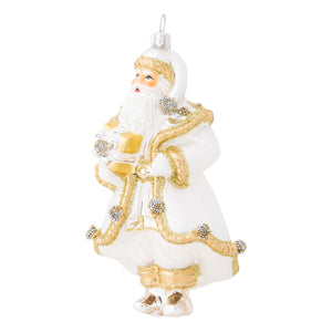 Berry & Thread Silver/Gold Santa Glass Ornament