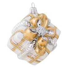Load image into Gallery viewer, Berry &amp; Thread Gold/Silver Present Glass Orn