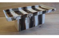 Rectangle Pedestal Gloss Black Abstract Stripe