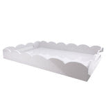 White Large Lacquered Scallop Ottoman Tray