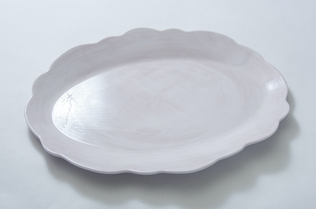 Scallop Serving Oval Tray White
