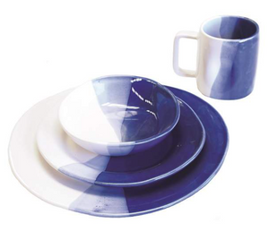 Round Side Plate, 8.5" Slim in Blue & White