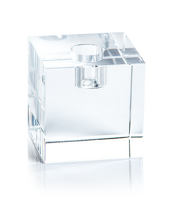 Square Crystal Glass Taper Holder - 2.75"