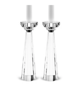 Park Avenue Pair of Faceted Crystal Candle Holders