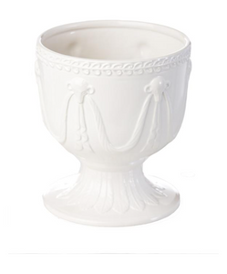 Cachepot w/ Rams Head & Garland, Ivory, Small