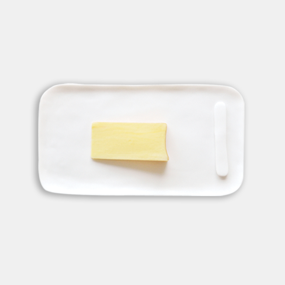 Large Serving Board With Cheese Spreader-White