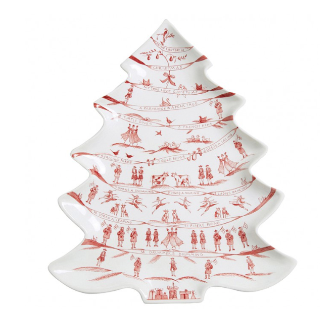 Country Estate Winter Frolic Ruby Tree Platter 12 Days of Christmas