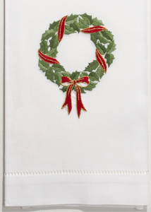 Hand Towel - Holly Ribbon Wreath