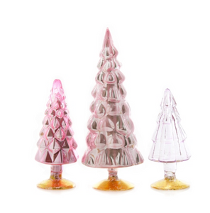 Pink Glass Trees -Set of 3