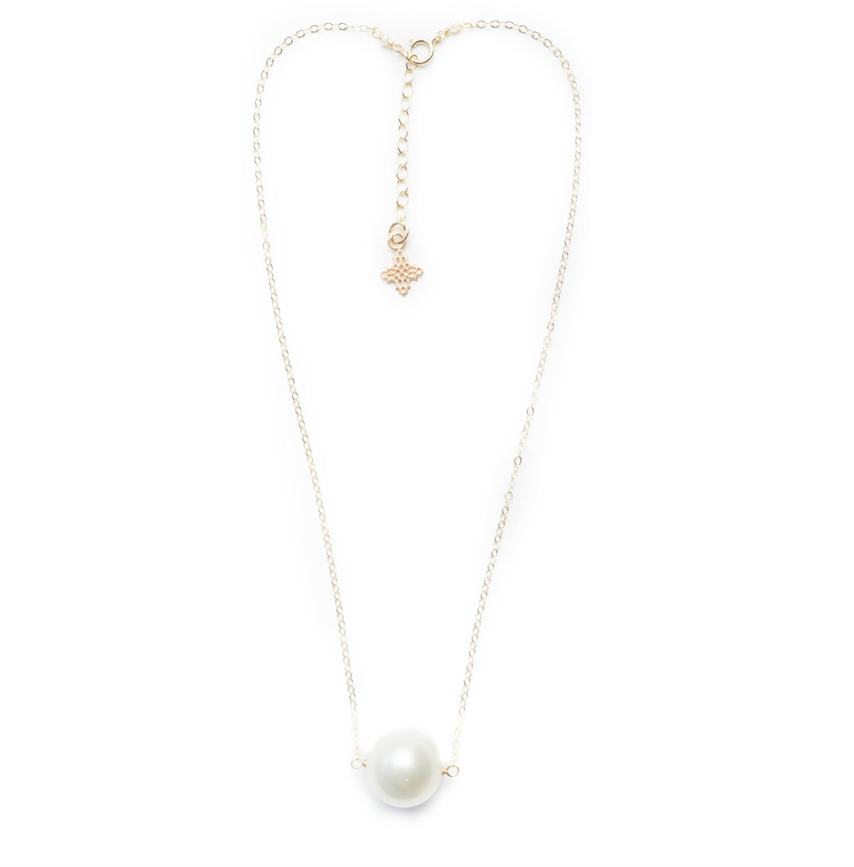 Augusta Necklace - White Pearl, Gold