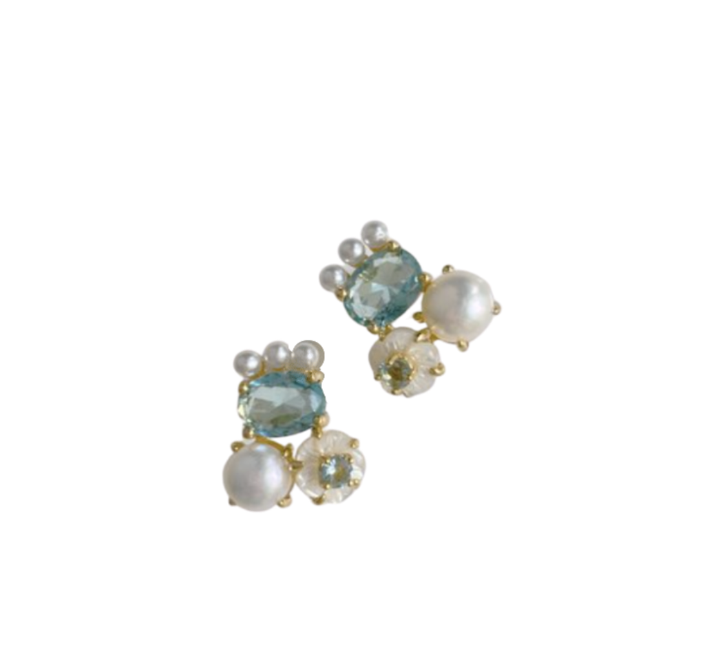Paris Blue + Pearly Abstract Stud