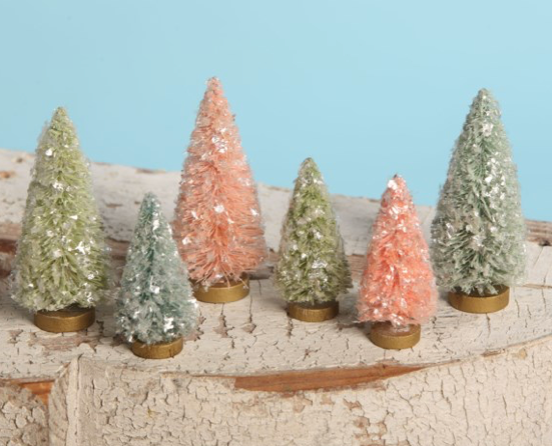 Pastel Bottle Brush Trees, Set of 6