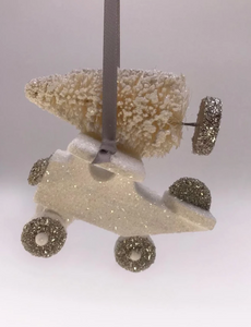 Airplane with Tree Ornament - White