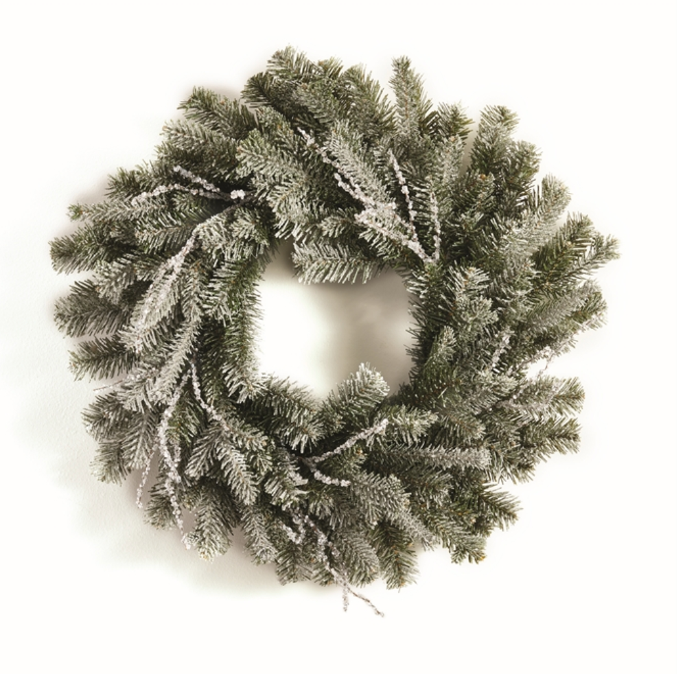 ICED PINE AND TWIG WREATH 24
