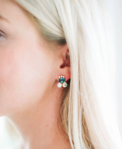 LONDON BLUE + PEARLY ABSTRACT STUD