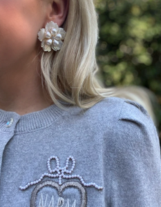 MOTHER OF PEARL + PEARLY FLORAL STUD