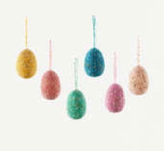 Glass Beaded Egg Ornament, 6 Assorted Colors