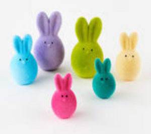 Flocked Bunny Egg, 6 Assorted Colors