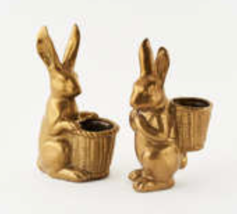 Gold Bunny with Basket, 2 Assorted Styles