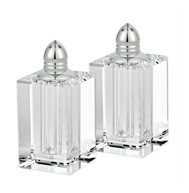 Handmade Lead Free Crystal Pair of Salt & Pepper Shakers- Spirit Platinum H3.5