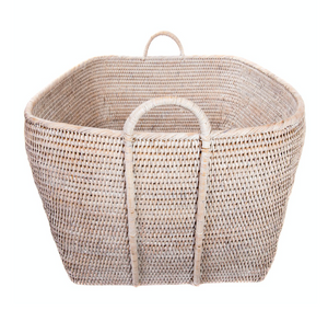 Everything Basket with Hoop Handles- White Wash
