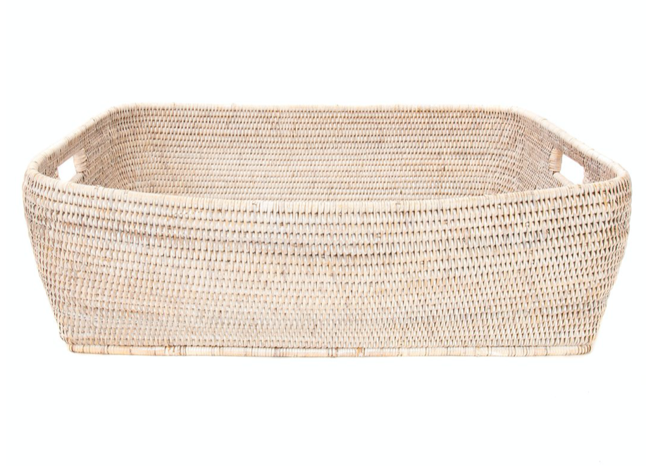 Rectangular Oblong Storage Basket- White Wash