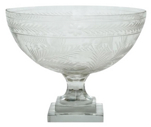 Etched Swag and Garland Glass Centerpiece Bowl (large)