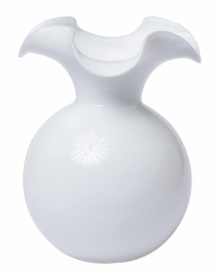 Hibiscus Glass Medium White Fluted Vase