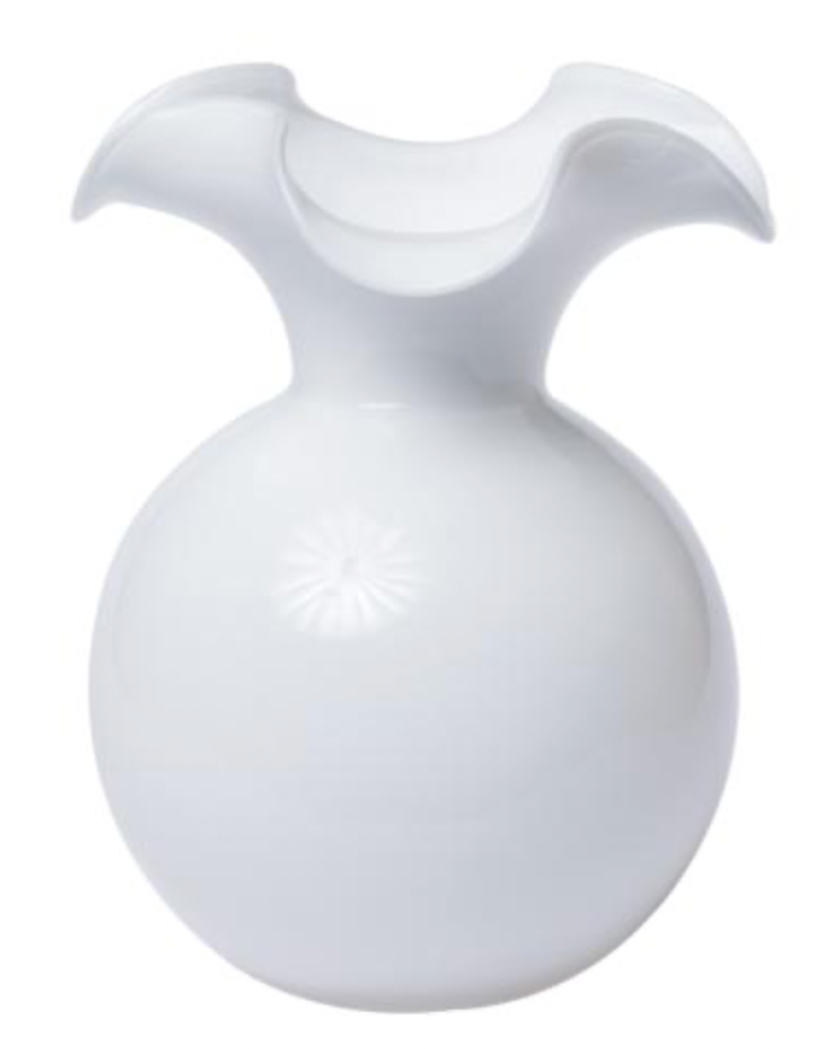 Hibiscus Glass Medium White Fluted Vase