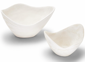 Archipelago White Cloud Marbleized Organic Shaped Bowl - 2 Sizes