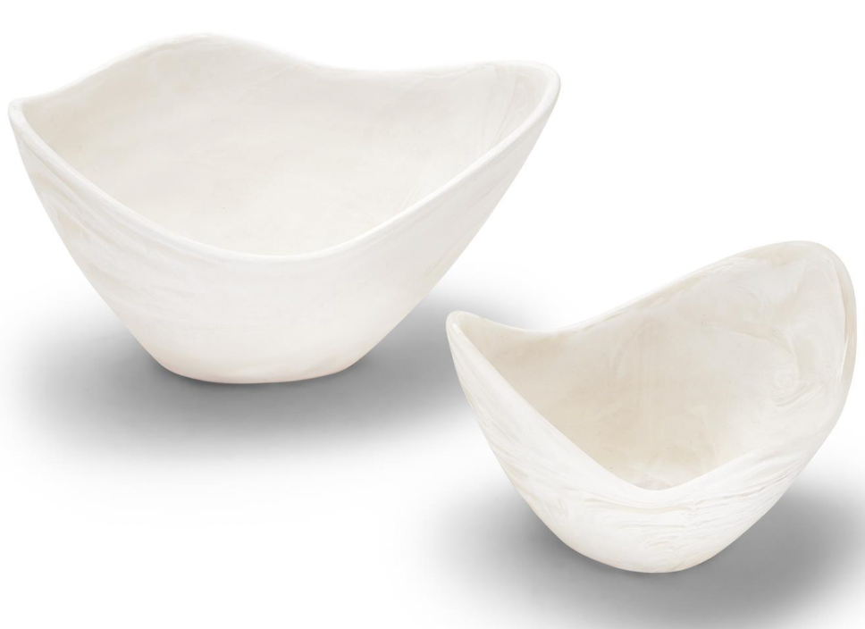 Archipelago White Cloud Marbleized Organic Shaped Bowl - 2 Sizes