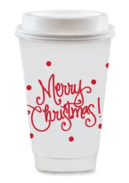 To-Go Coffee Cups - Merry Christmas Polka Dot