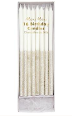 Glitter Dipped Candles - Silver