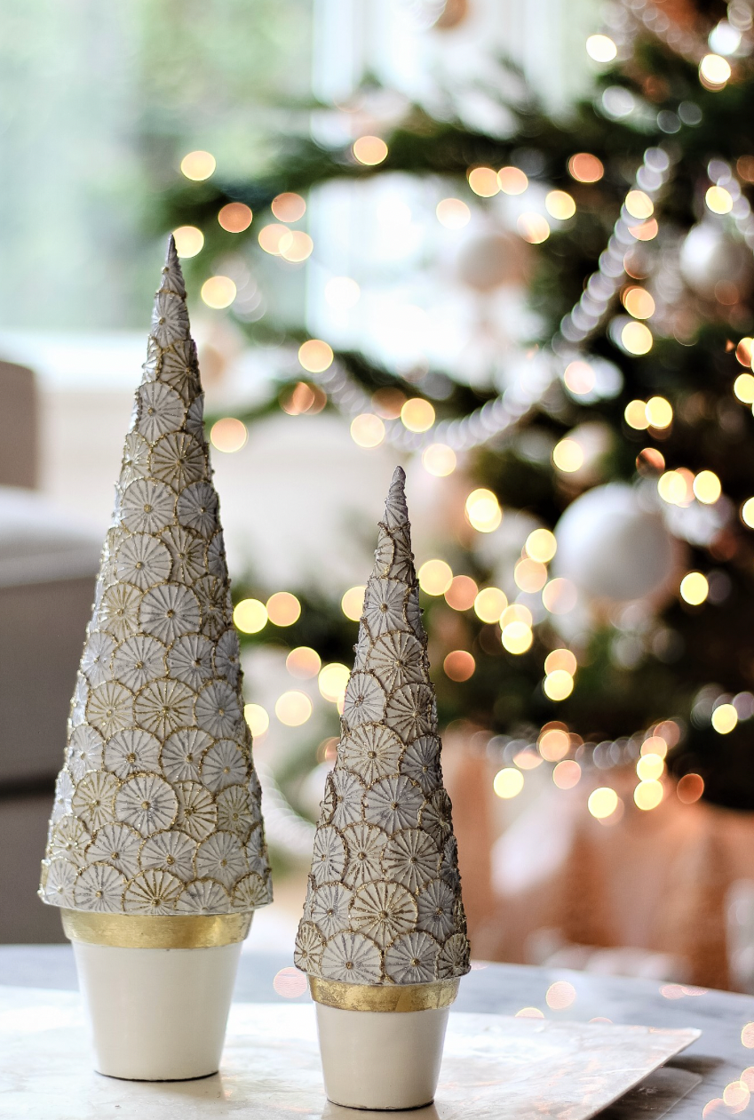 Gold and Silver Glitter Potted Tree