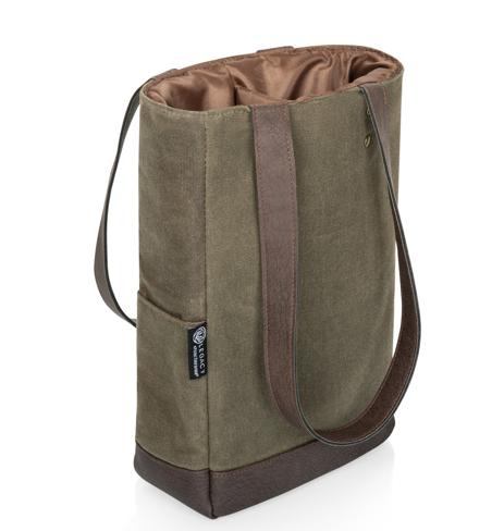 2 Bottle Wine Bag - Khaki Green with Beige Accents