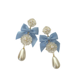 Embellished Mother of Pearl + Cornflower Blue Bow