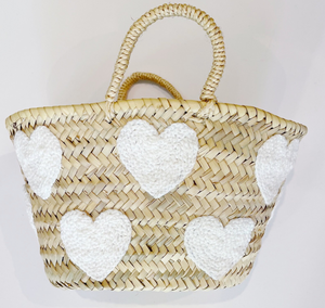 Mini White Heart Basket