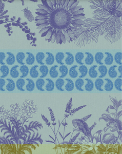 Soleil Au Jardin Blue Tea Towel