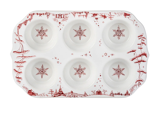 Country Estate Winter Frolic Ruby Muffin Dish