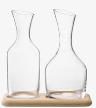 Load image into Gallery viewer, Wine Water &amp; Wine Carafe Set &amp; Oak Base - Clear