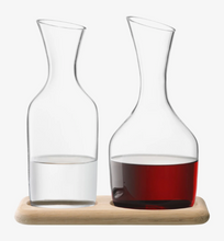 Load image into Gallery viewer, Wine Water &amp; Wine Carafe Set &amp; Oak Base - Clear