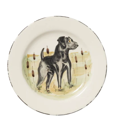 Wildlife Salad Plate - Black Hunting Dog