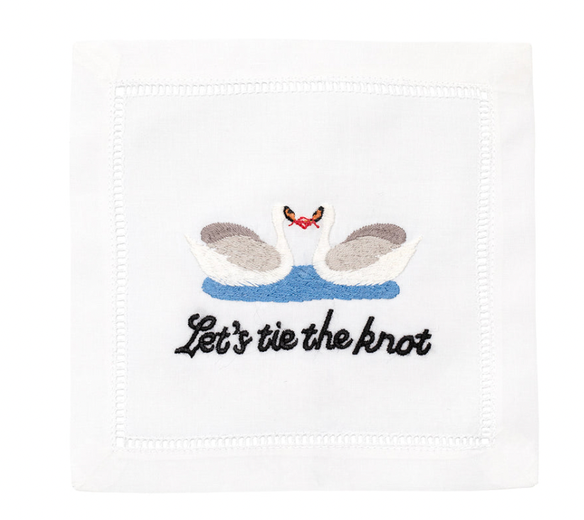 Let's Tie The Knot Cocktail Napkins - Set of 4