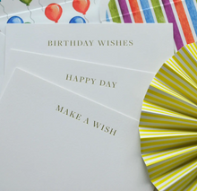 Load image into Gallery viewer, Assorted Foil Birthday Notecards Stationary